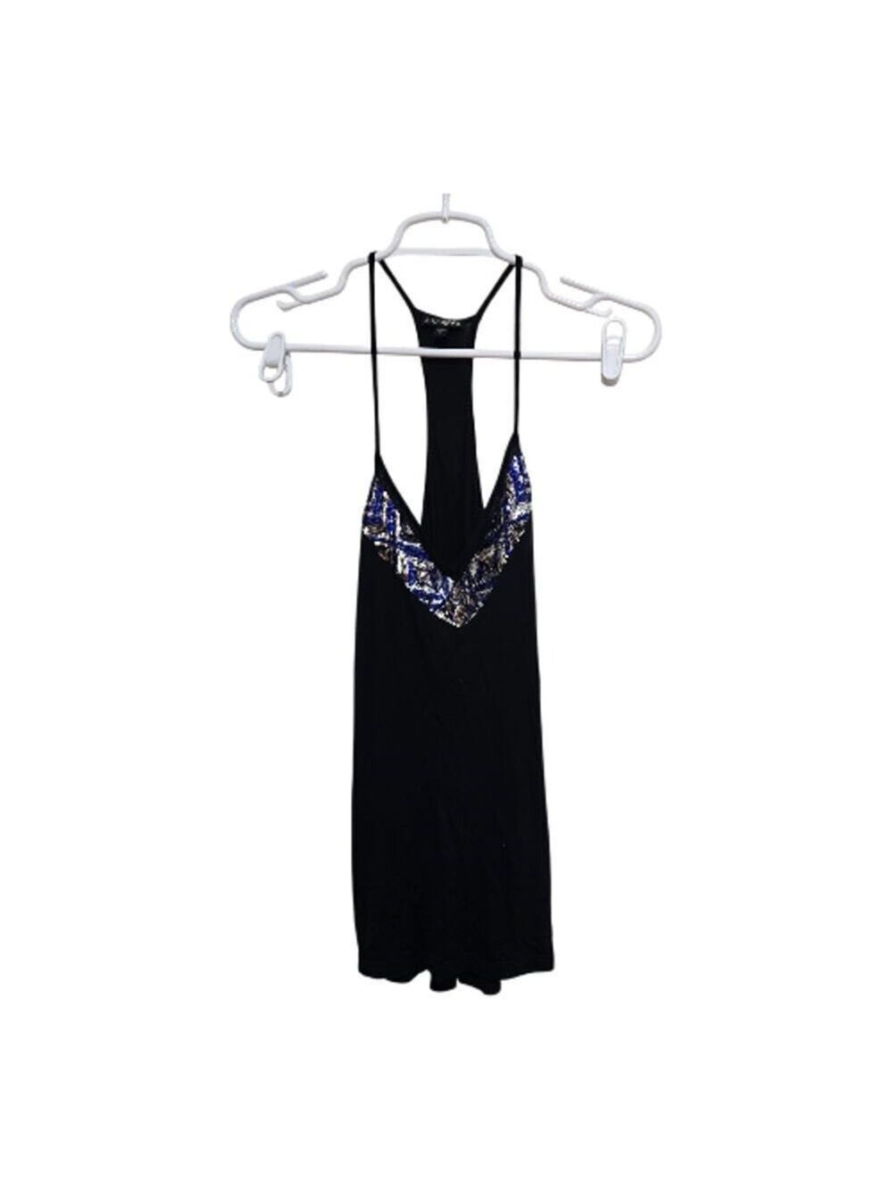 Express Womens Black Sequin Racerback Mini Dress Small Party Club